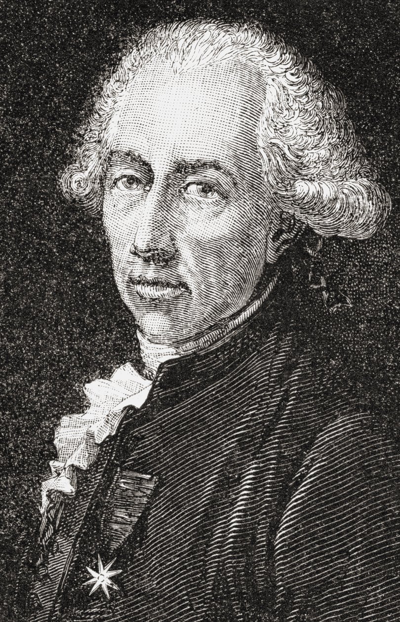 Francois Alexandre Frederic, vévoda de la Rouchefoucauld-Liancourt, vyrytý Pannemaker-Ligny, z „Histoire de la Revolution Francaise“ od Louise Blanca (1811-82) od H. de la Charlerie