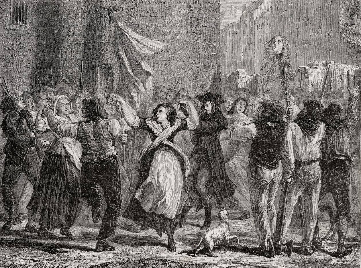 Hlava princezny Lamballe (1749-92) vystavena v Paříži, 3. září 1792 od H. de la Charlerie