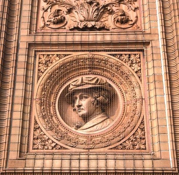 Detail fasády Hamburger Kunsthalle (foto) od H. v. d. Schirrmacher G. T. and Erbe A. Hude