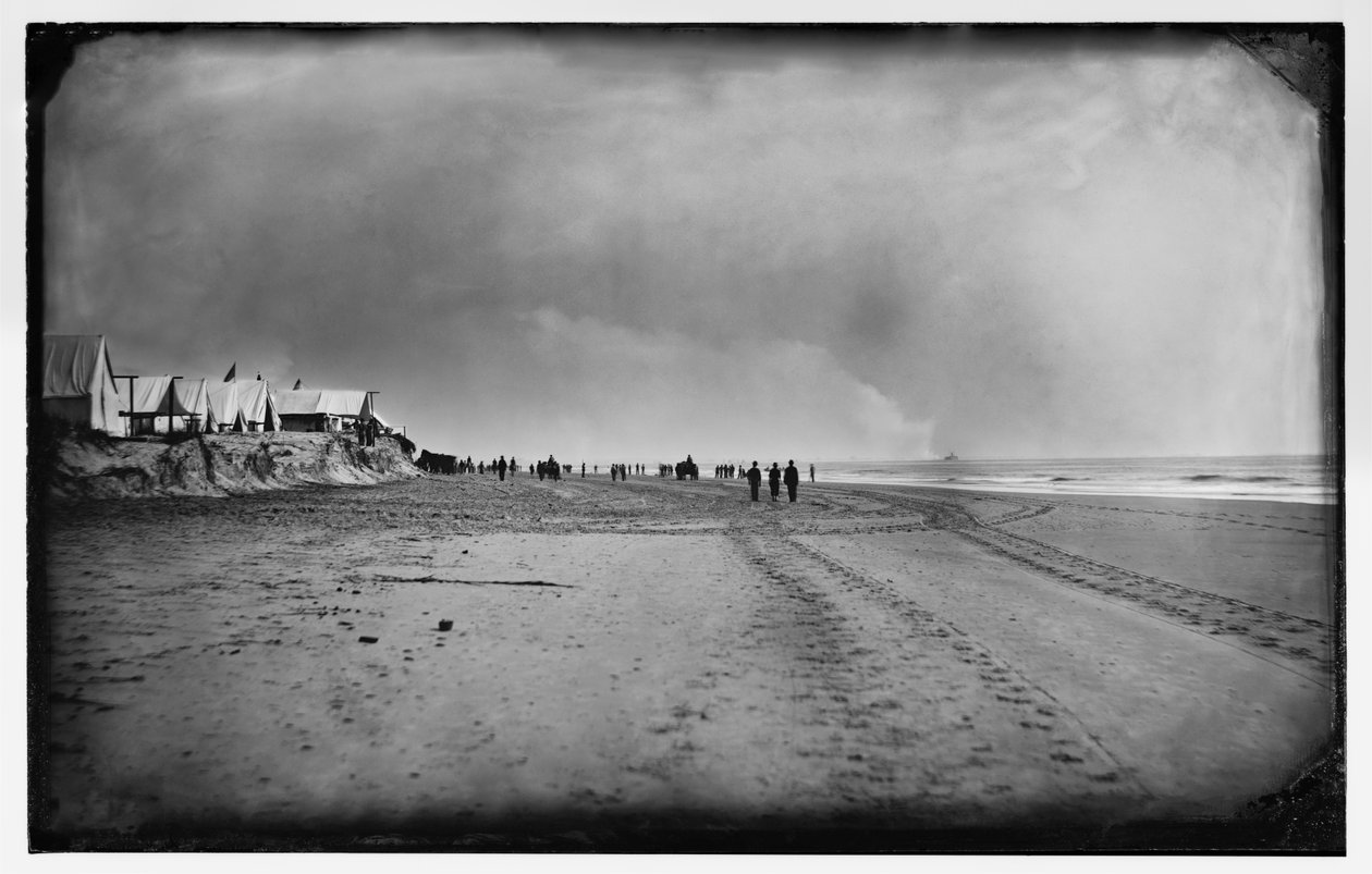New Ironsides versus Fort Wagner, září 1863 (černobílá fotografie) od Haas and Peale