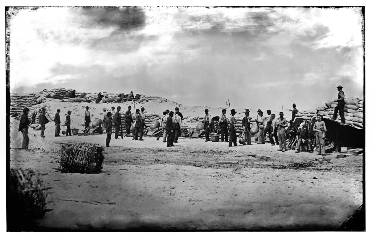 Union minomety v Battery Weed na Morris Island, Jižní Karolína, 1863 od Haas and Peale