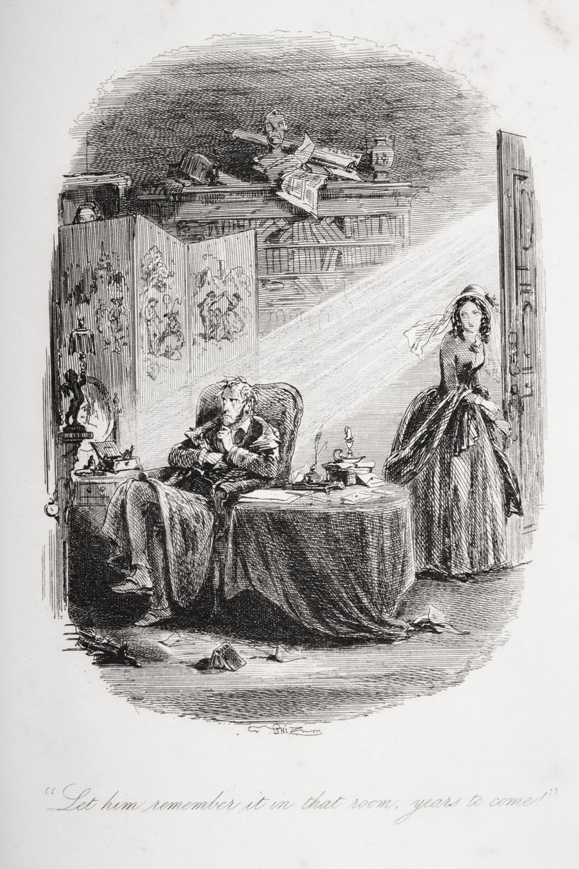 Ať si to v nadcházejících letech zapamatuje, ilustrace z „Dombeyho a syna“ od Charlese Dickense (1812–70), která byla poprvé vydána v roce 1848 od Hablot Knight Browne