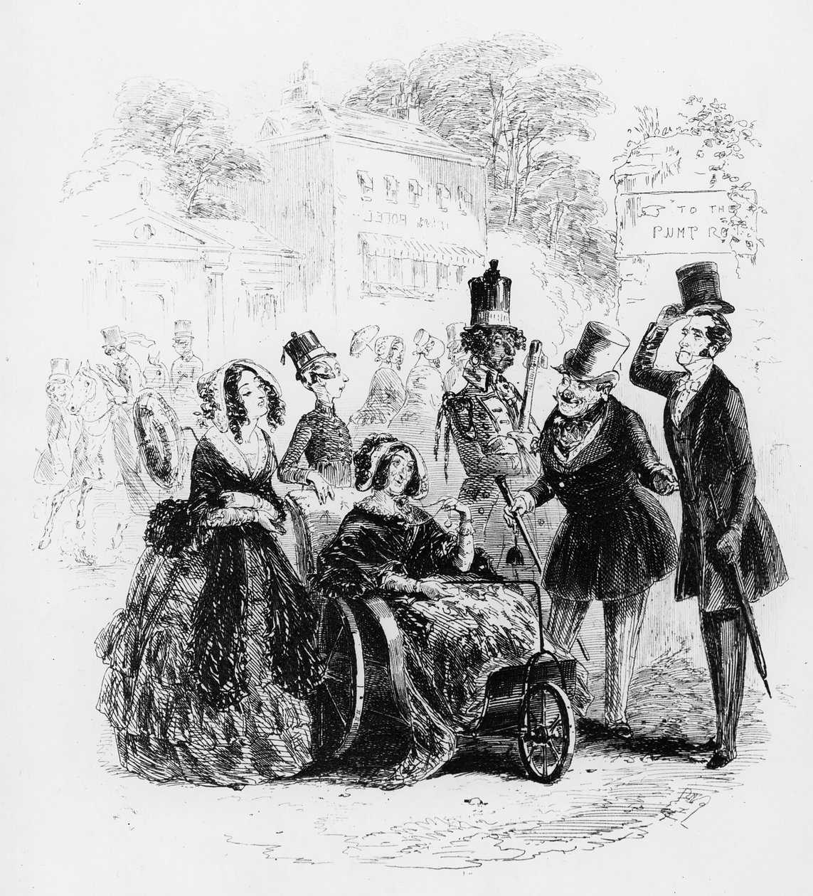 Major Bagstock je potěšen, že má tuto příležitost, ilustrace z „Dombey and Son“ od Charlese Dickense (1812-70), která byla poprvé vydána v roce 1848 od Hablot Knight Browne