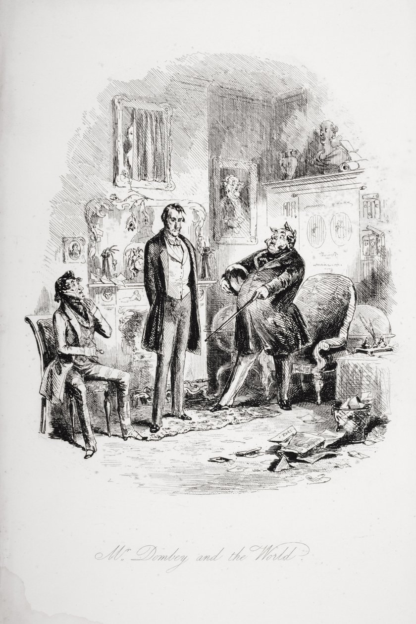 Pan Dombey a svět, ilustrace z „Dombey a syn“ od Charlese Dickense (1812-70), poprvé publikována v roce 1848 od Hablot Knight Browne
