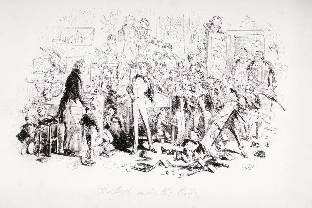 Steerforth a pan Mell, ilustrace z „Davida Copperfielda“ od Charlese Dickense (1812-70) poprvé publikována v roce 1850 od Hablot Knight Browne