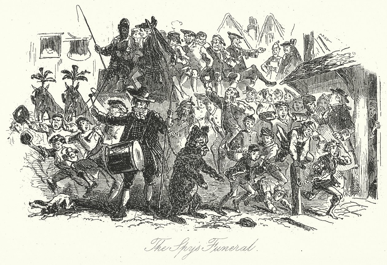 Pohřeb špiona (rytina) od Hablot Knight (1815-92) (after) Browne