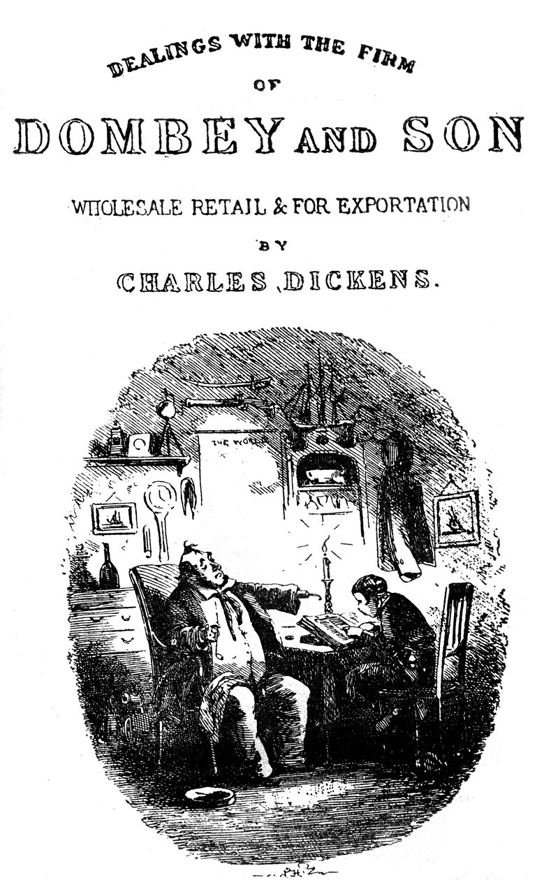 Dombey & Son od Charlese Dickense. Titulní strana od Hablot Knight Browne