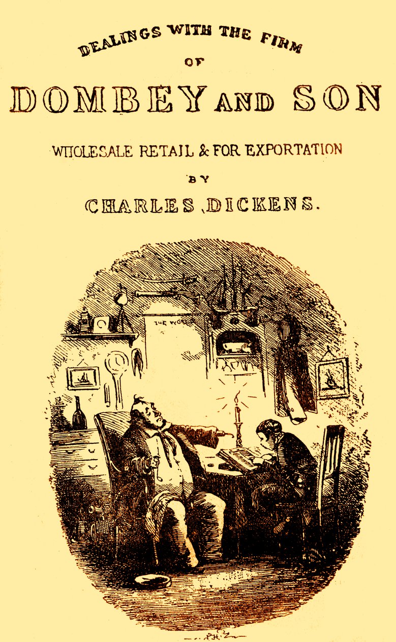 Dombey & Son od Charlese Dickense. Titulní strana od Hablot Knight Browne