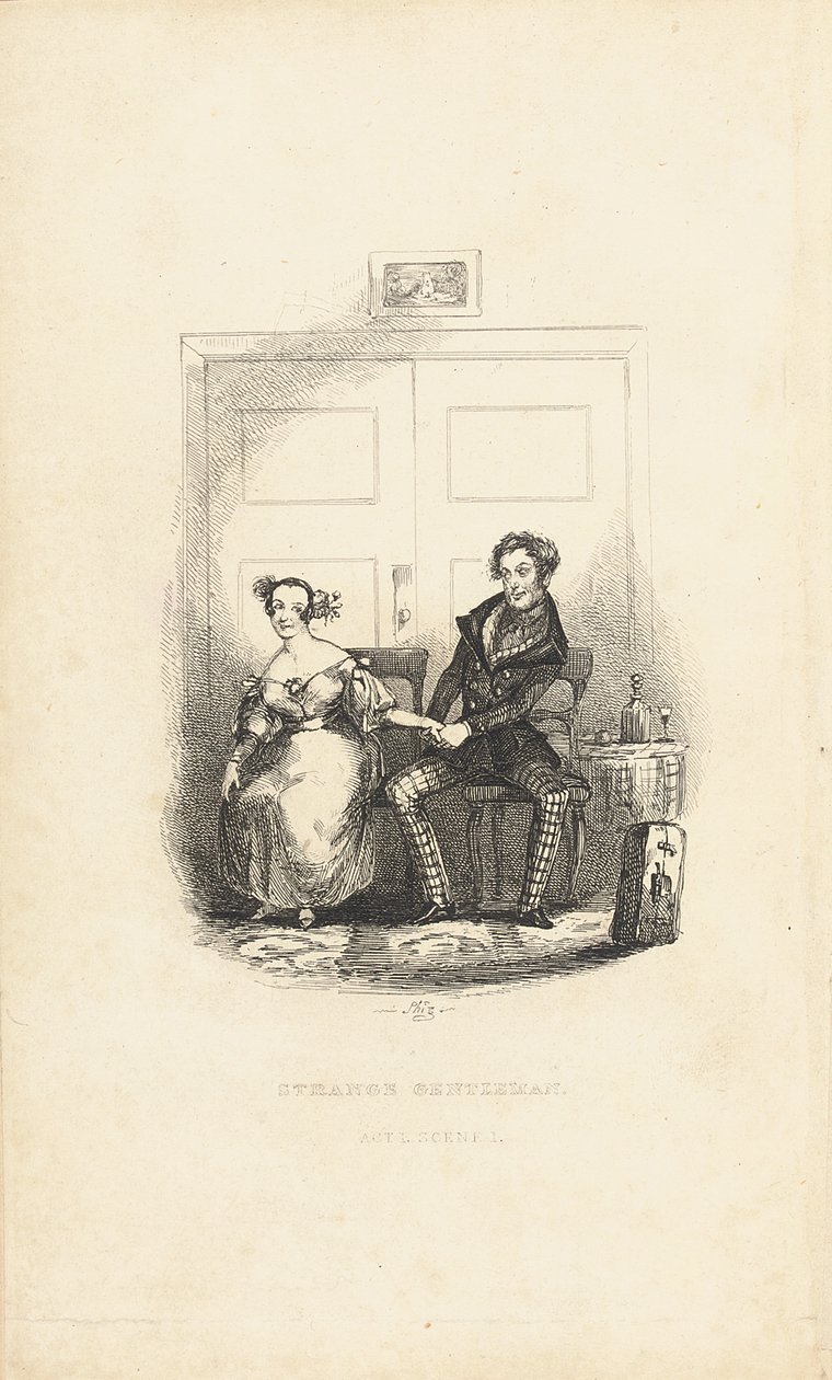 Frontispis k The Strange Gentleman: A Comic Burletta, Charles Dickens (1812-70) od Hablot Knight Browne