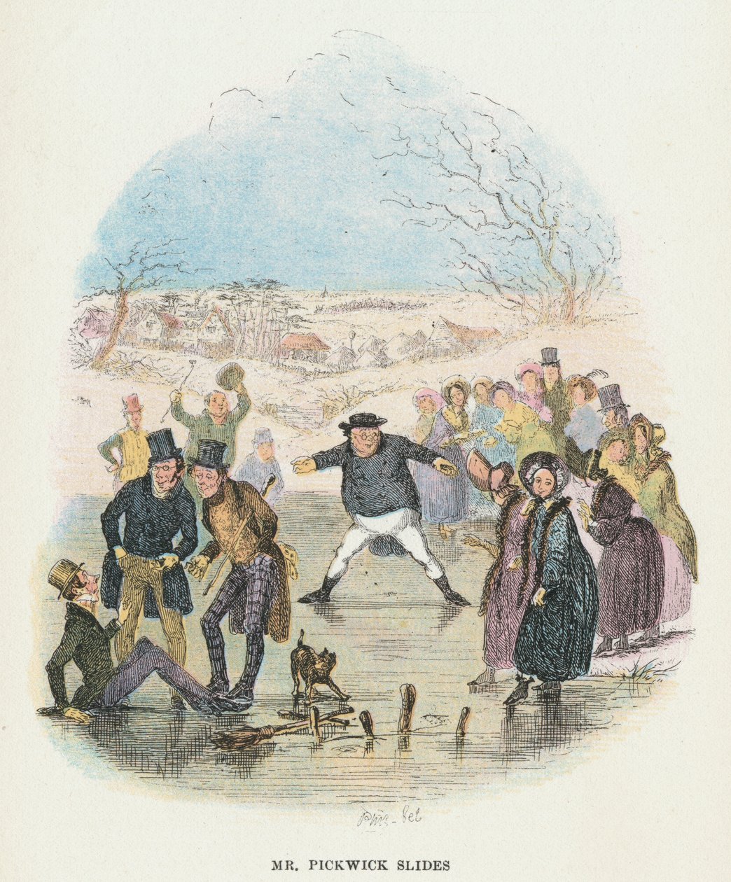 Scéna z The Pickwick Papers od Charlese Dickense, 1836 od Hablot Knight Browne