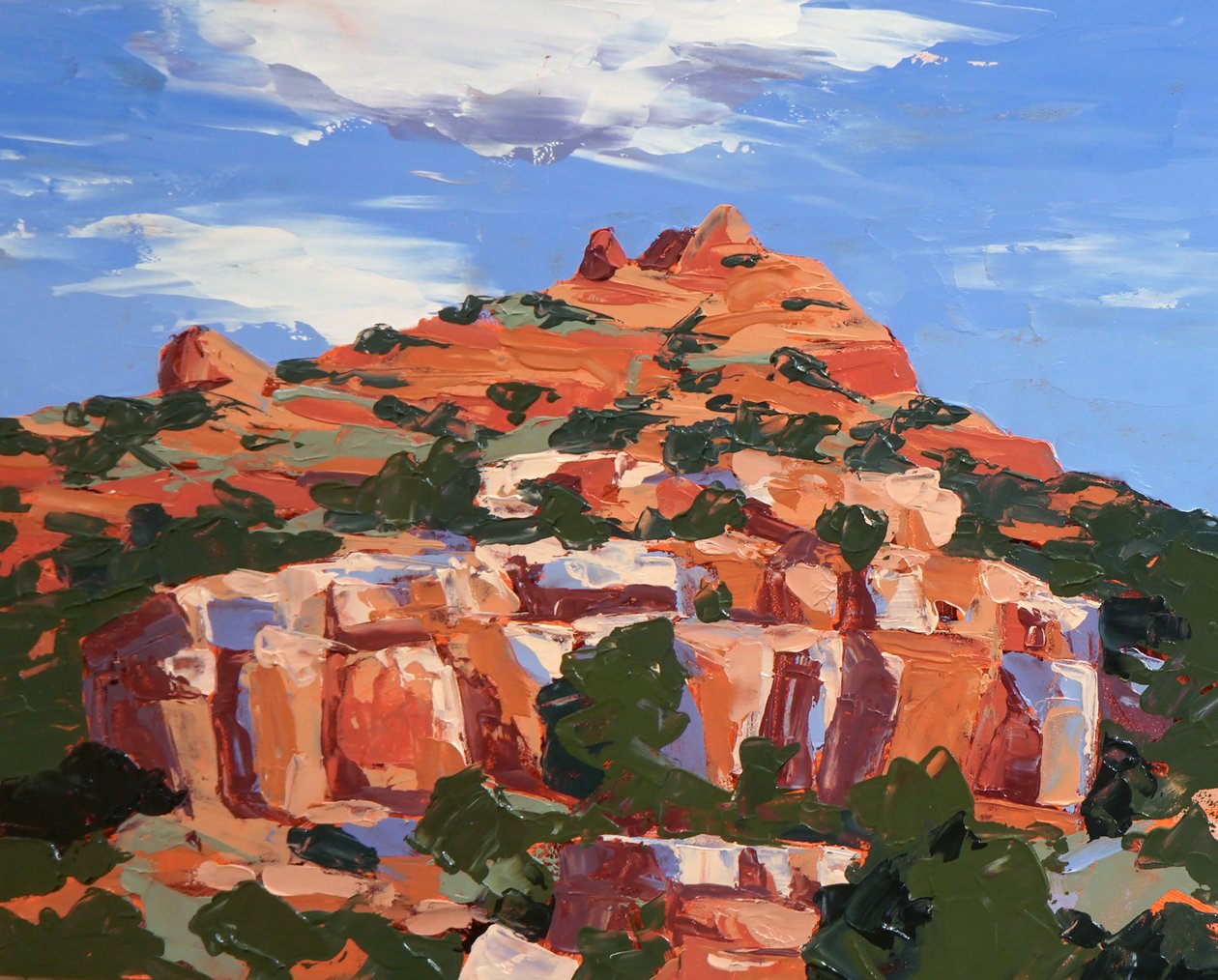 Barevně, Sedona, asi 2024 (olej na masonitu) od Hadley Rampton