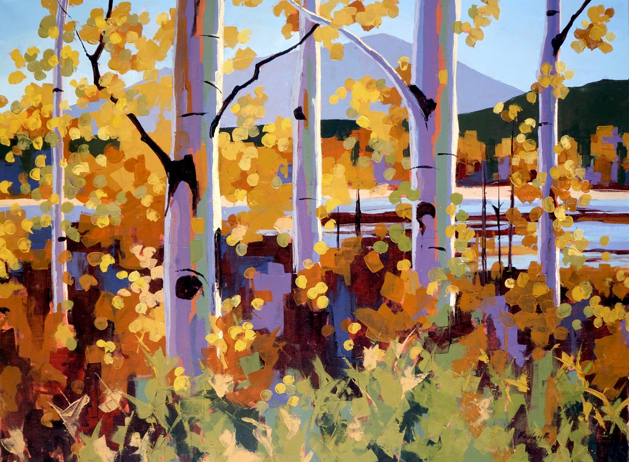 Teton Aspen, asi 2024 (olej na plátně) od Hadley Rampton