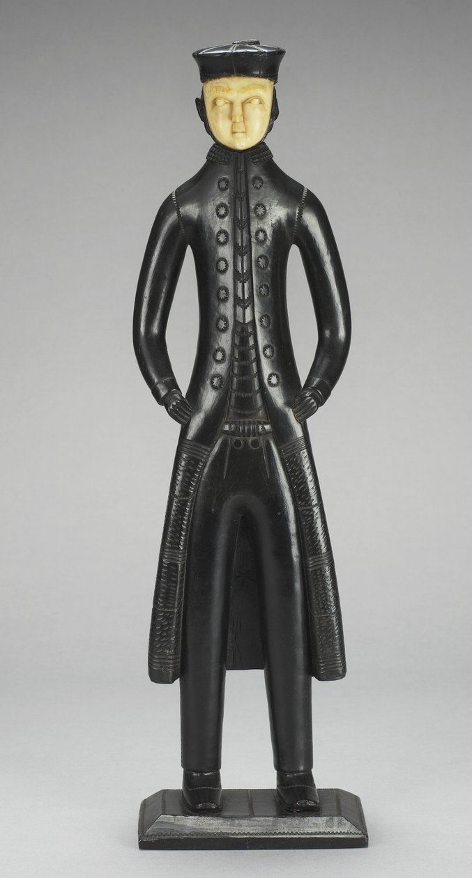 Figura námořního kapitána, Ostrovy královny Charlotte, Britská Kolumbie, kolem roku 1840 (hlinita a slonovina) od Haida