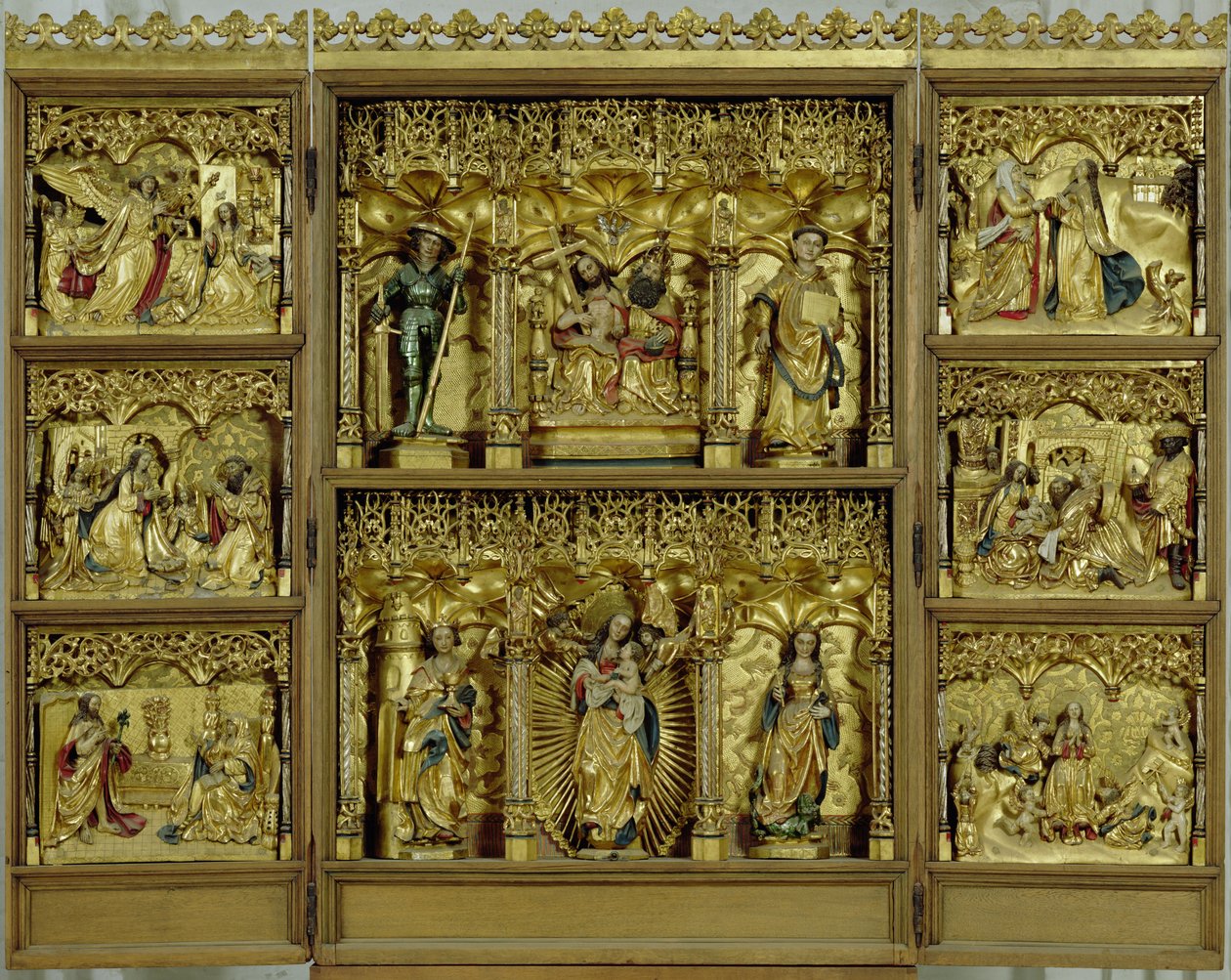 Oltář Trojice Bottcheramtes, 1512-20 (vyřezávaný a zlacený dub) od Hamburg Workshop