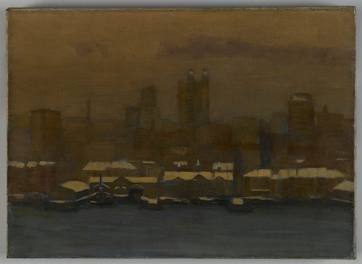 River Front, New York v zimě, kolem roku 1912 od Hamilton Easter Field