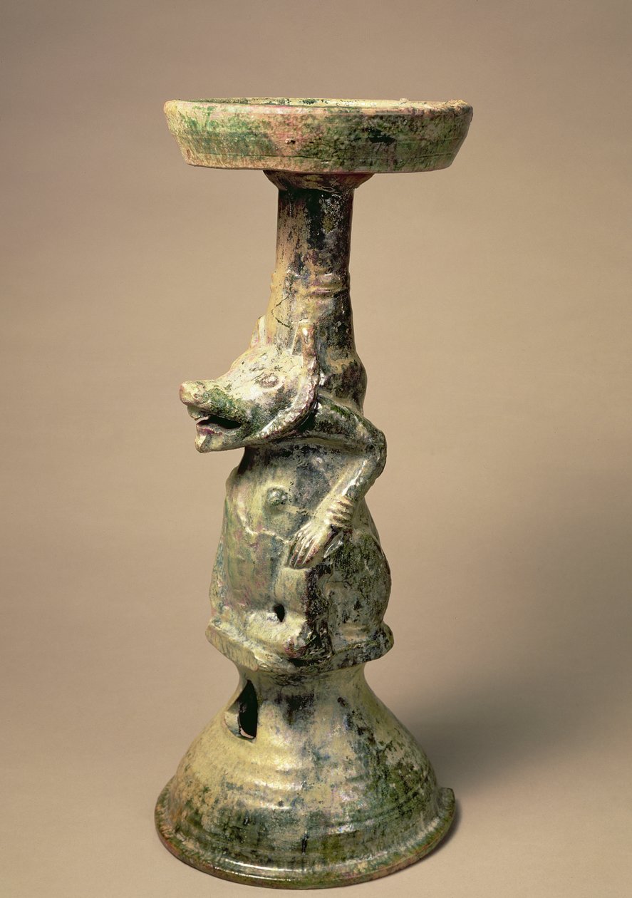 Raně čínská keramická lampa, hrobový artefakt, dynastie Chan, 25-220 n. l. (keramika) od Han Dynasty Chinese School