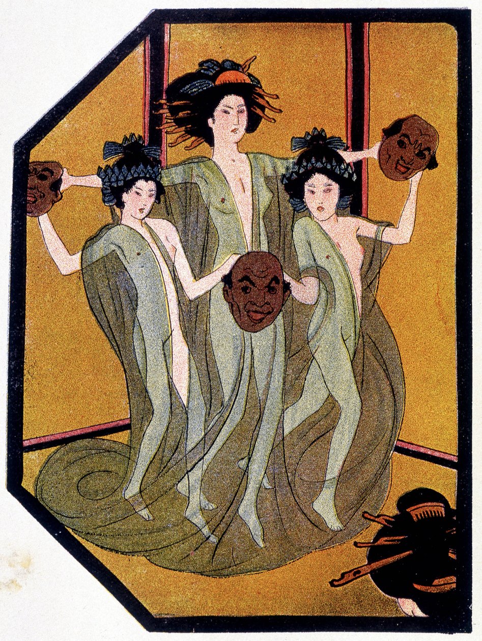 Entrance des Jeunes japonaises - v “” Poupée japonaises”” od Féliciena Champsaura, ill. Hanafusa Itcho, Paříž od Hanabusa Itcho