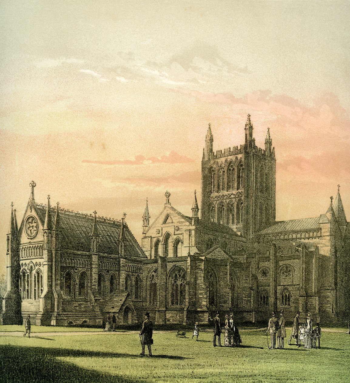 Herefordská katedrála, Herefordshire, c1870 od Hanhart
