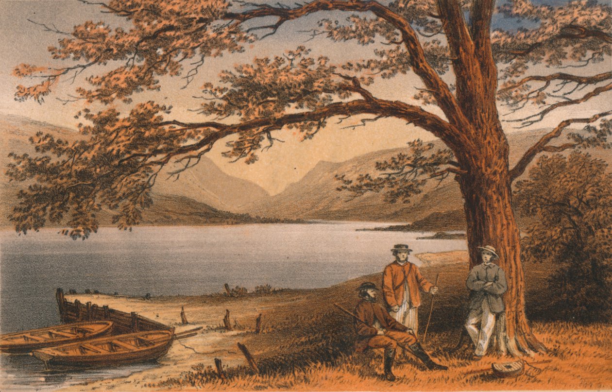 Jezero příjemného útočiště. Llyn Mwyngil, z Tal-y-Llyn, 19. století. od Hanhart