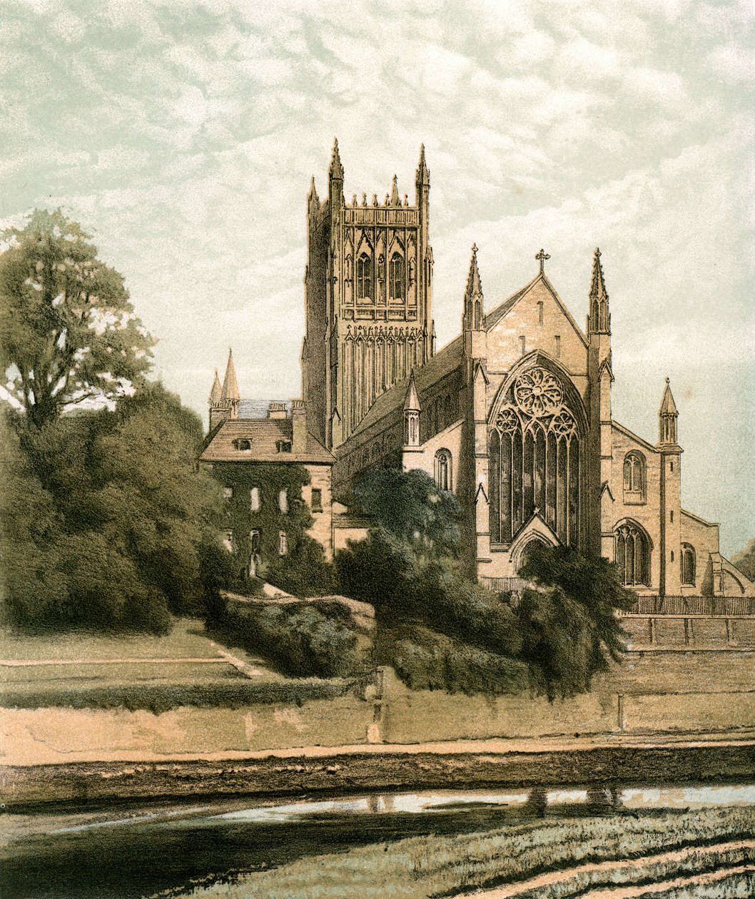 Worcesterská katedrála, Worcestershire, c1870 od Hanhart