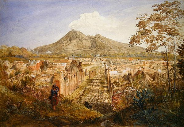 Pompeje, ulice hrobek (akvarel přes tužku na papíře) od Hannah Palmer