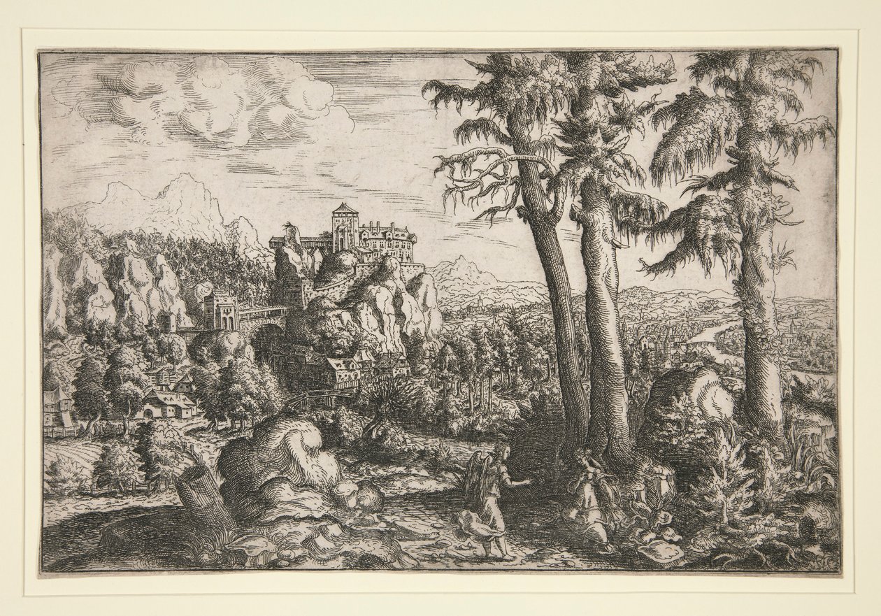 Krajina s Hagar a Angel od Hanns Lautensack