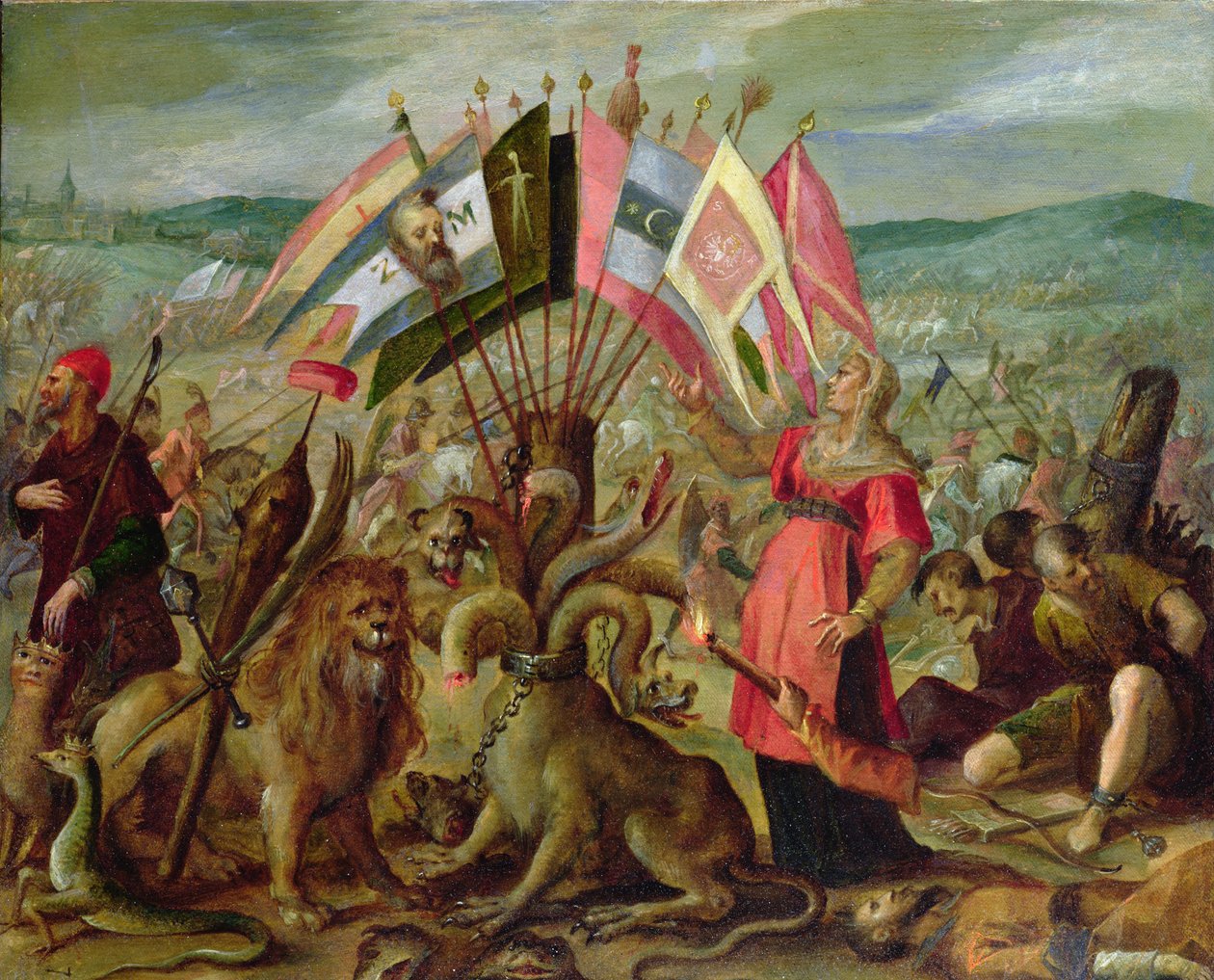 Alegorie tureckých válek: Bitva u Kronštadtu, 160304 (papír nebo pergamen na plátně) od Hans von Aachen