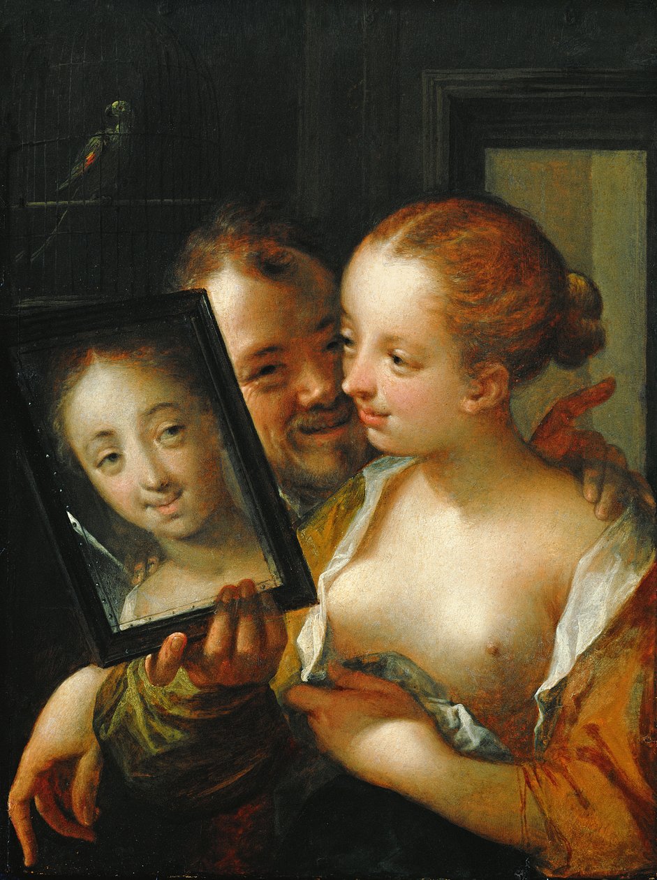 Smějící se pár se zrcadlem, 1596 od Hans von Aachen