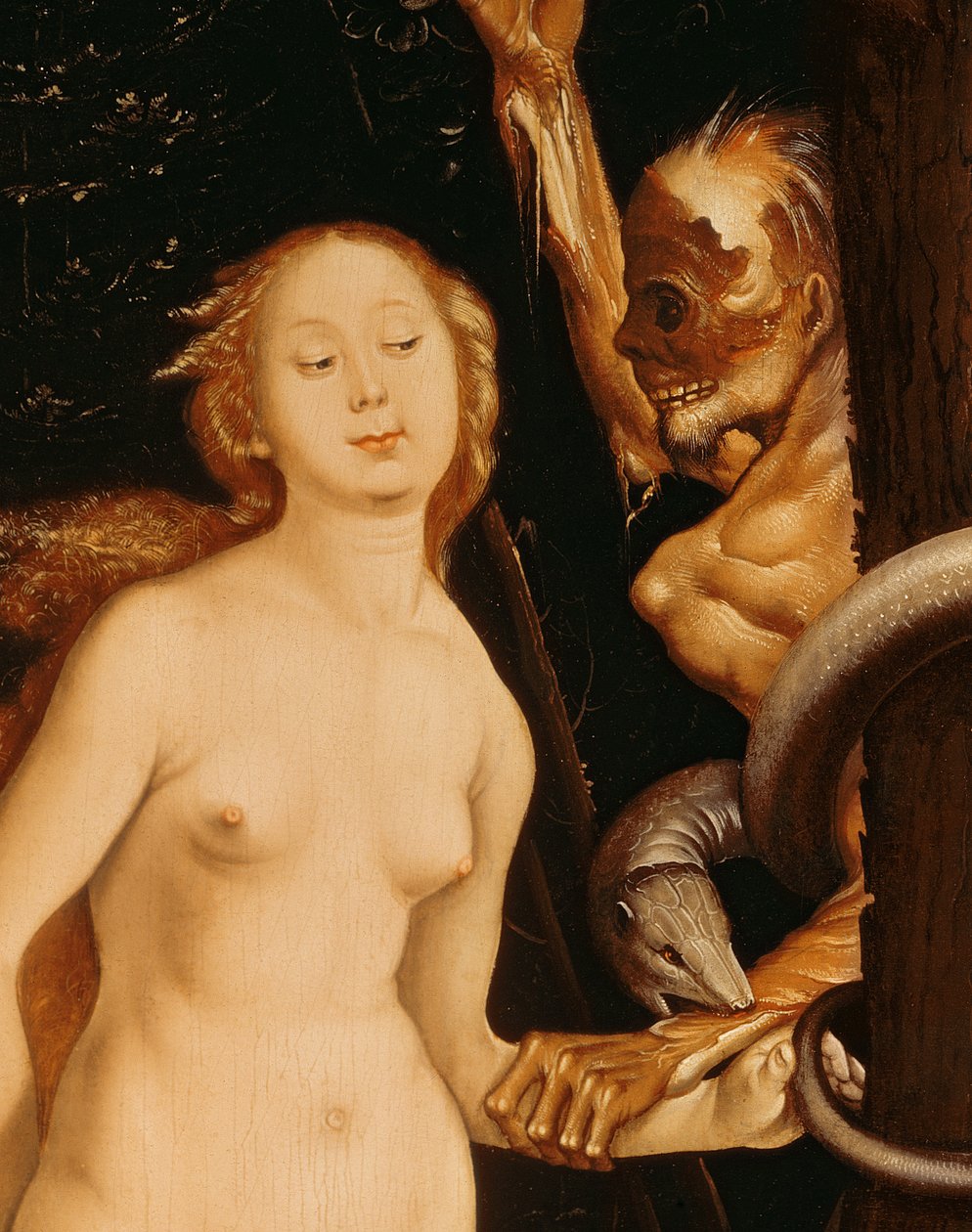 Eva, had a smrt olej na detailu panelu 35456 od Hans Baldung Grien