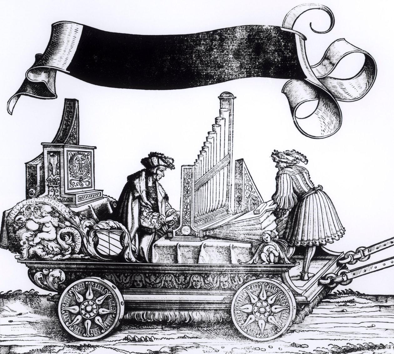 Hudební vůz z Maxmiliánova triumfálního průvodu, asi 1516-18 od Hans Burgkmair