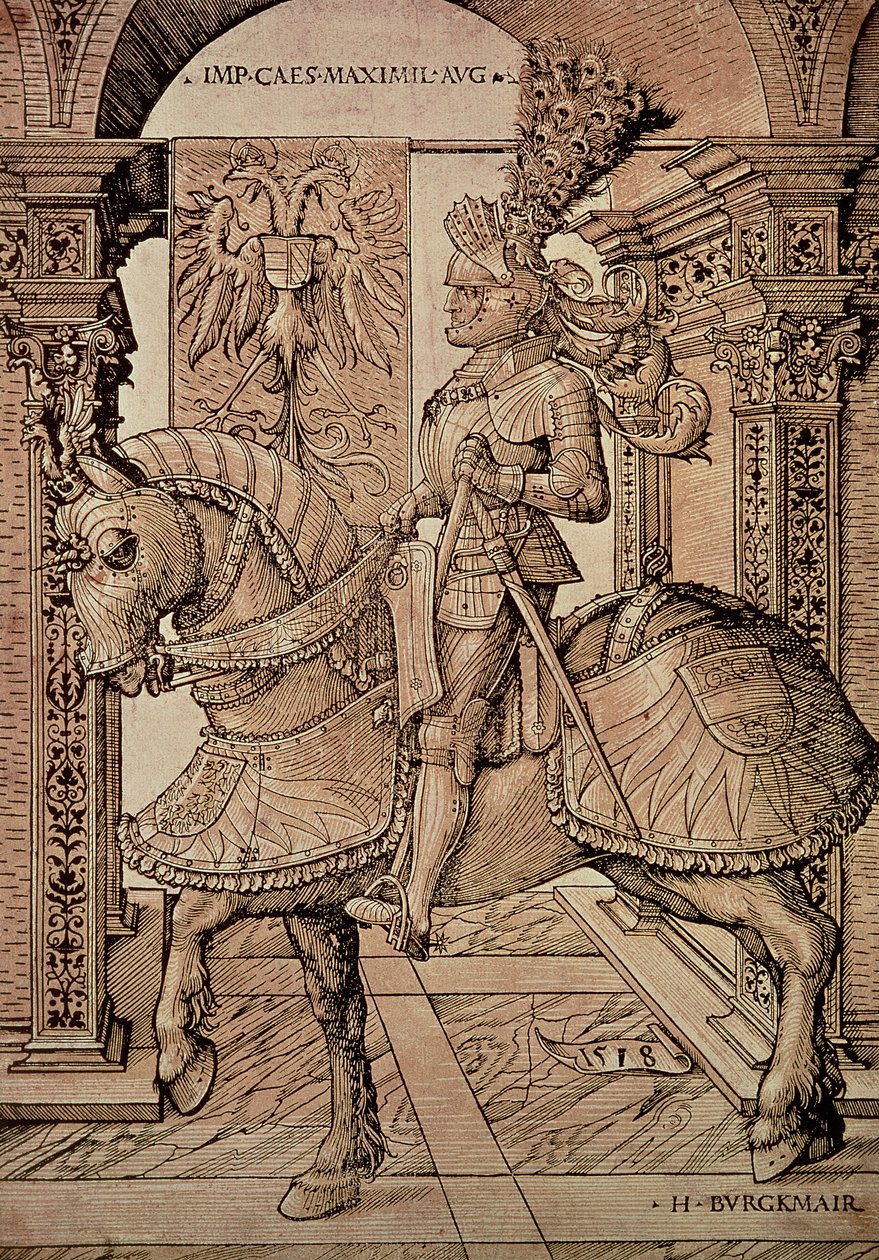 Císař Maxmilián I. na koni, 1518 od Hans Burgkmair