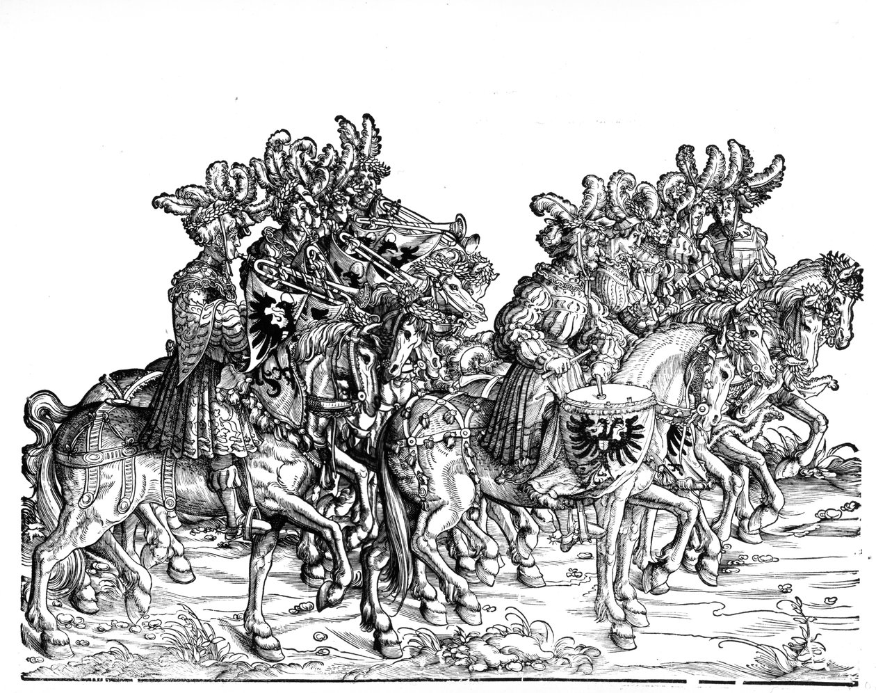 Deset hudebníků, z triumfálního průvodu Maxmiliána I., kolem roku 1517 od Hans Burgkmair