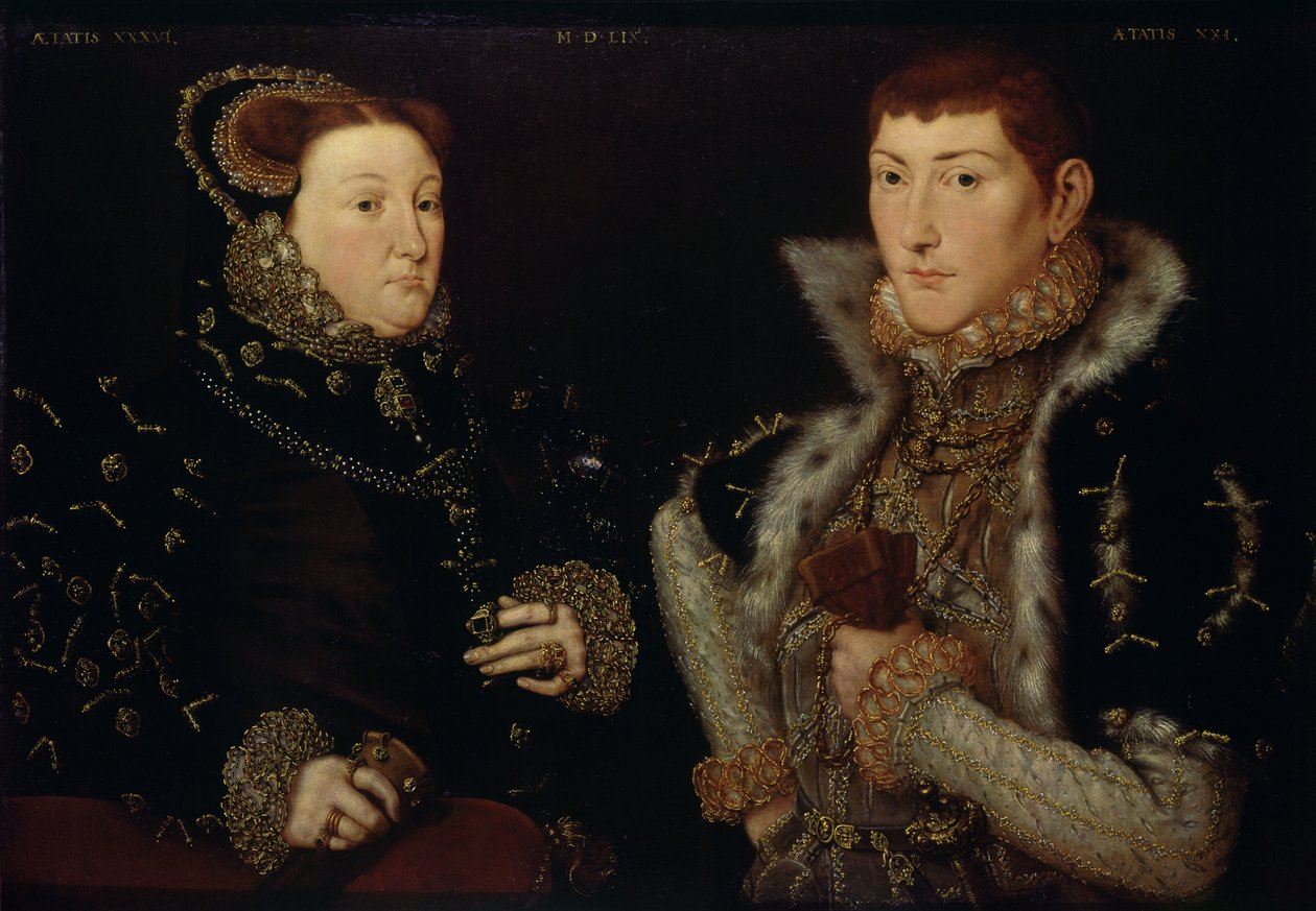 Lady Mary Nevill a její syn Gregory Fiennes, 1559 od Hans Eworth
