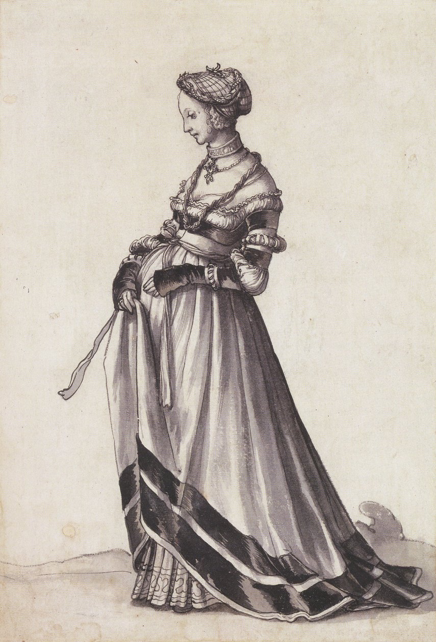 Basilejská žena kráčející směrem doleva od Hans Holbein der Jüngere