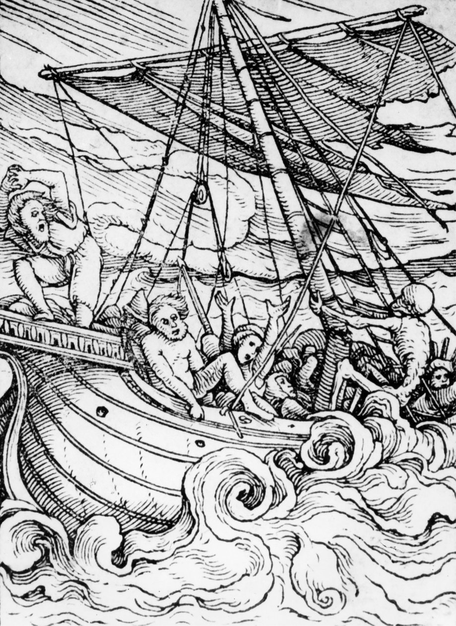 Smrt a námořník, z „Tance smrti“, vyrytý Hansem Lutzelburgerem, kolem roku 1538 od Hans Holbein der Jüngere