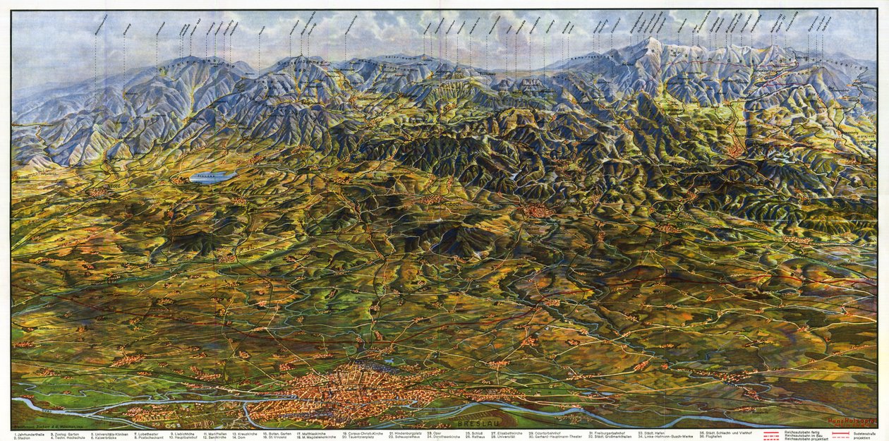 Panorama Dolního Slezska a Sudet od Hans Holzapfel