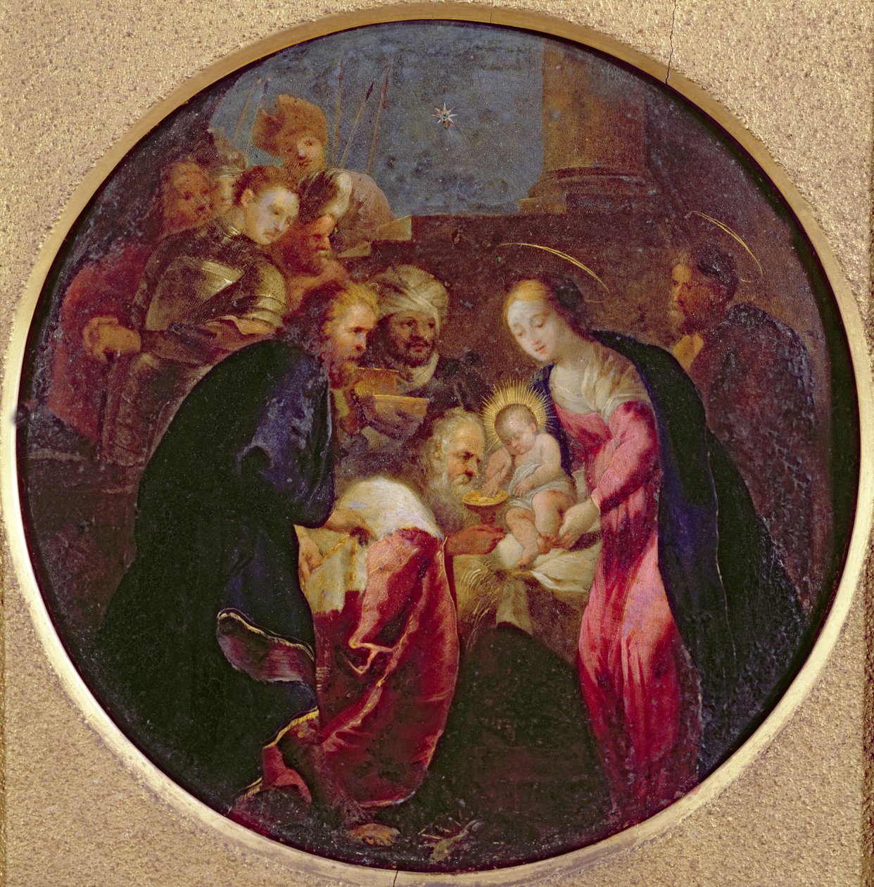 Klanění tří králů, 1600-25 (olej na mědi) od Hans I or Johann Rottenhammer