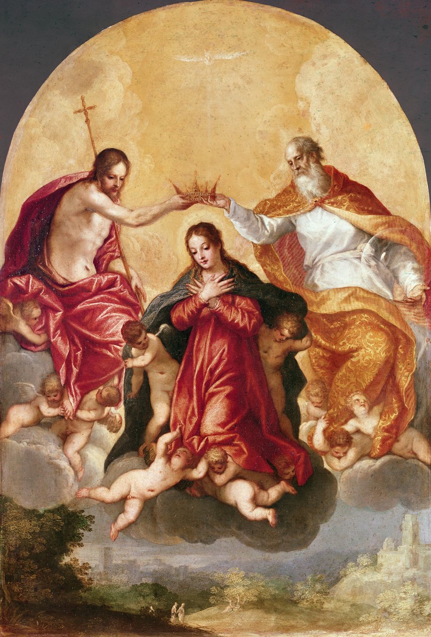 Korunovace Panny Marie od Hans I or Johann Rottenhammer