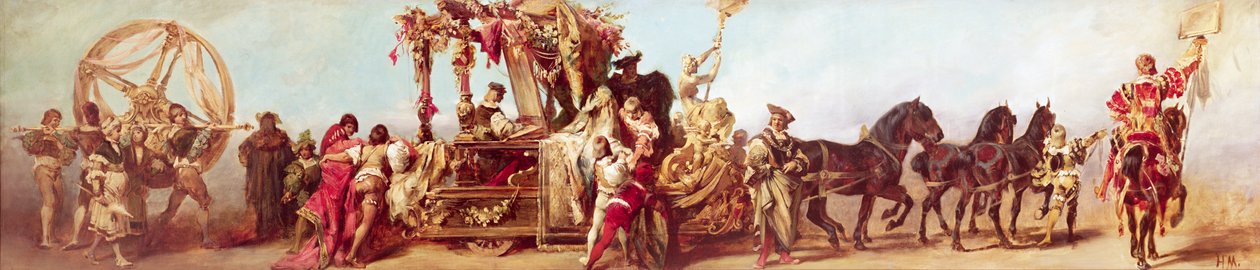 Návrh jubilejního průvodu rakouského císaře Františka Josefa I.: Textilní průmysl, 1879 od Hans Makart