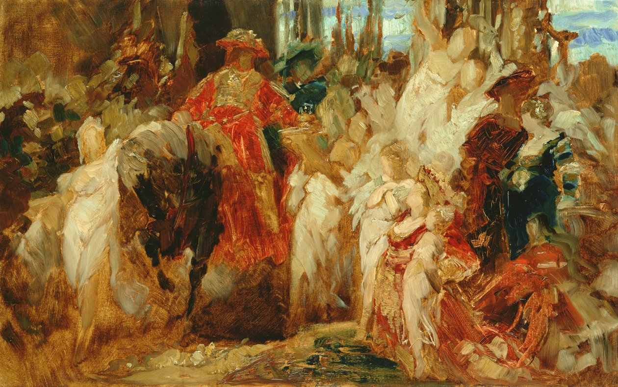 Studie o vstupu císaře Karla V. (1500-58) do Antverp v letech 1520, 1876-77 (viz také 141421, 141422 a 140423) od Hans Makart