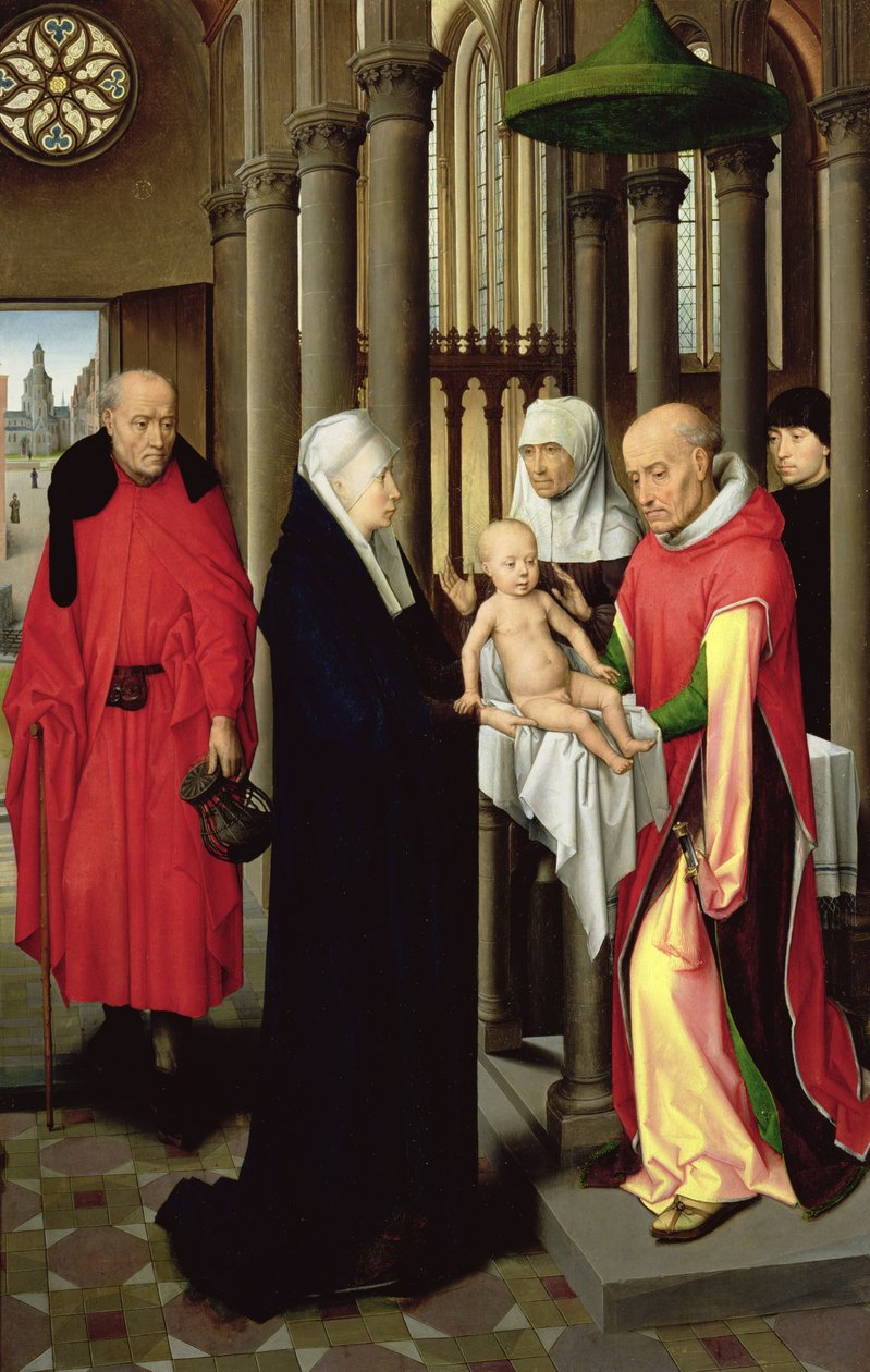 Klanění tří králů: Pravé křídlo triptychu, zobrazující Prezentaci v chrámu, cca 1470-72 od Hans Memling