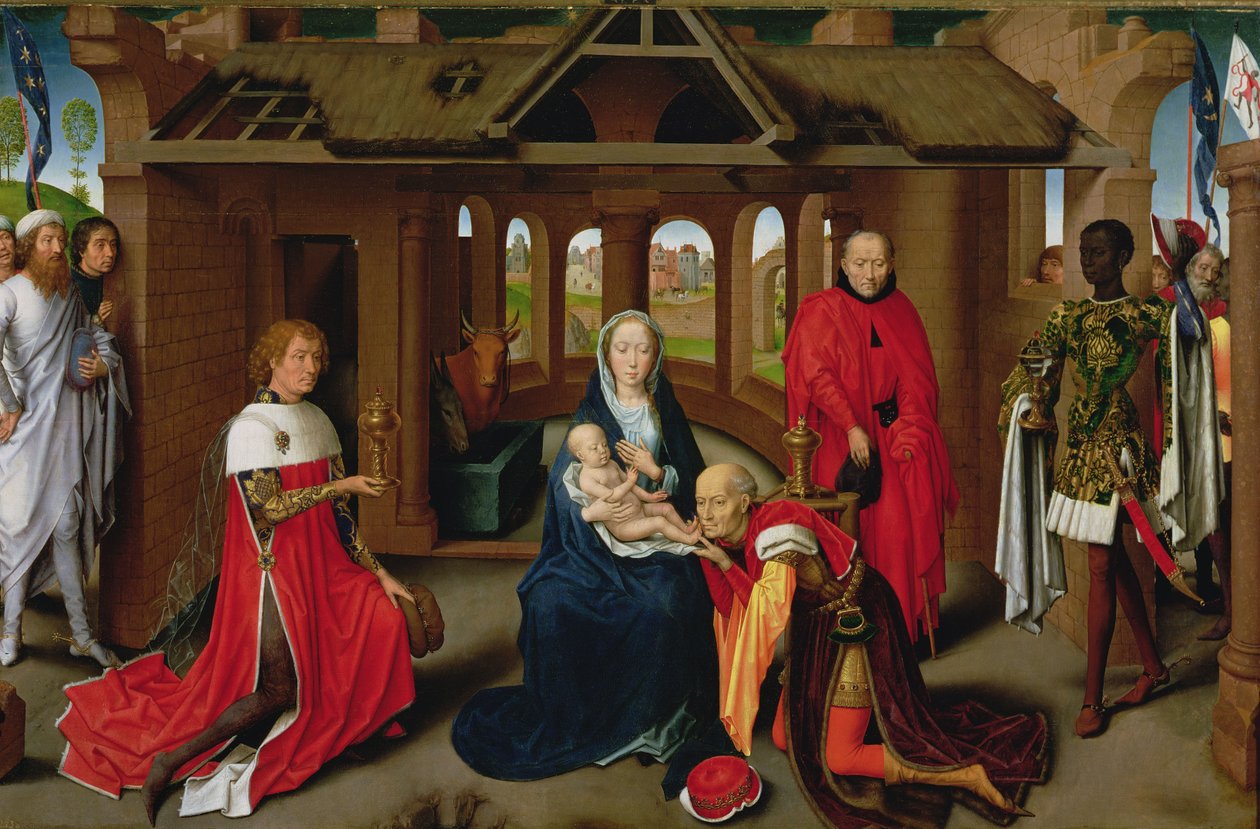 Klanění tří králů, ústřední panel Triptychu Klanění tří králů, kolem 1470-72 od Hans Memling