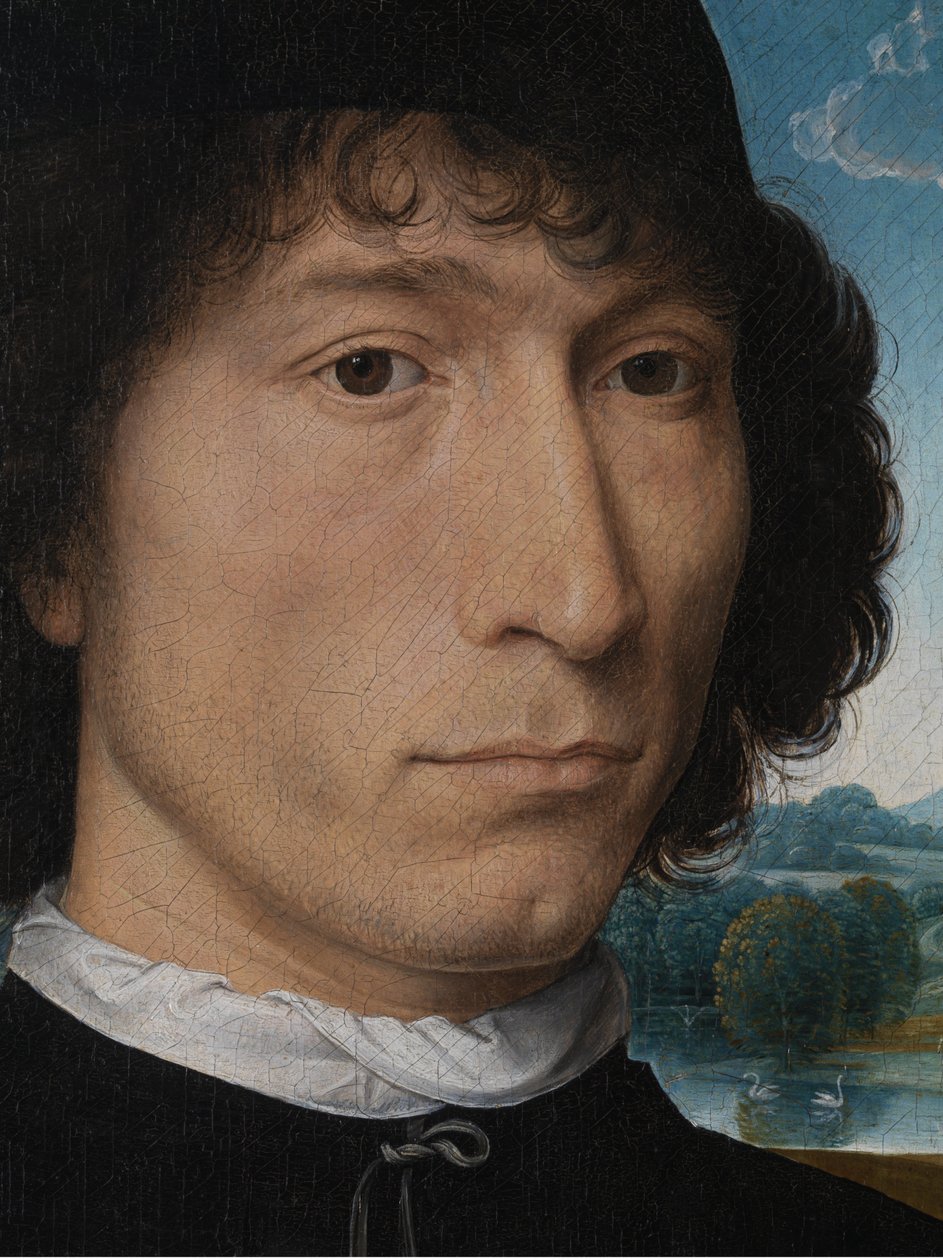 Portrét muže se starodávnou mincí od Hans Memling