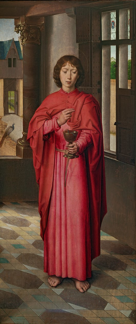 Svatý Jan Evangelista, deska z "Donnova triptychu", asi 1494 (olej na dubovém dřevě) od Hans Memling