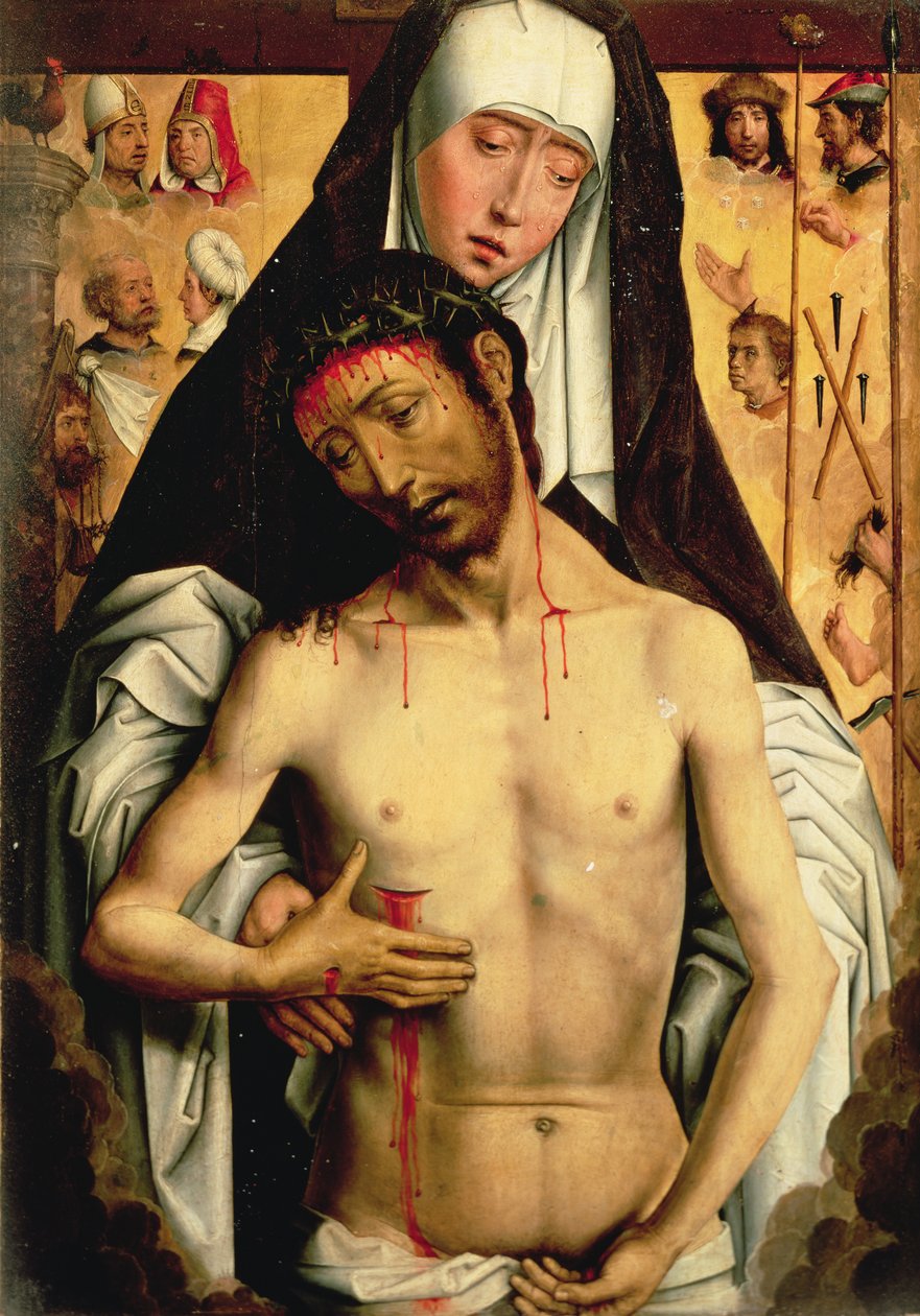Bolestný muž v náručí Panny Marie od Hans Memling