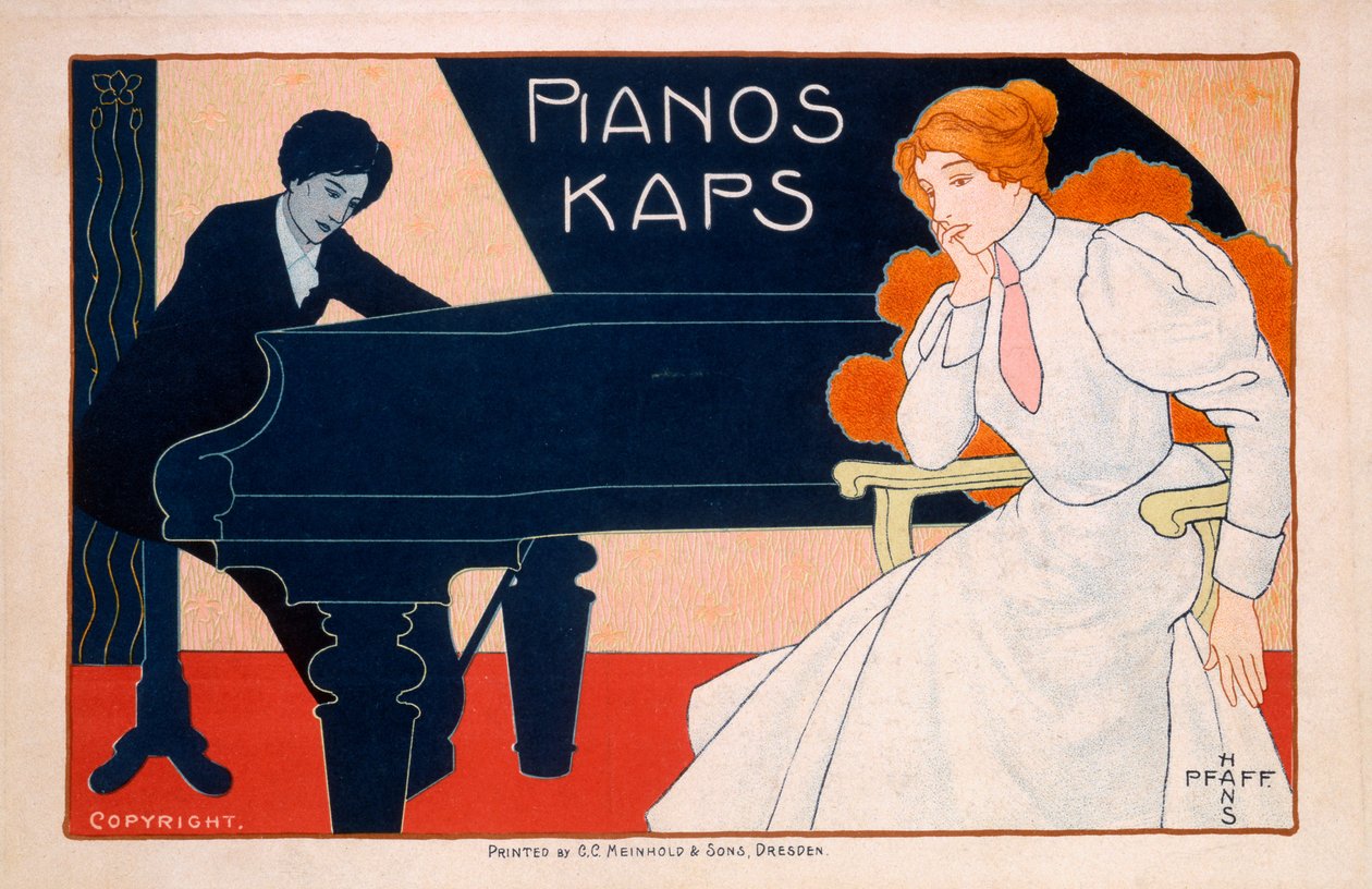 Reklama na Kaps Pianos, 90. léta 19. století od Hans Pfaff