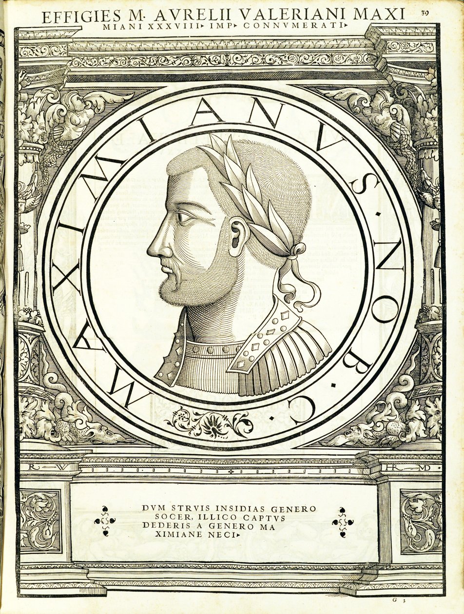 Maximianus, ilustrace z „Římští císaři celého Východu a Západu“, dřevoryt Rudolpha Wyssenbacha, tisk Andreas Gesner, Curych od Hans Rudolf Manuel Deutsch