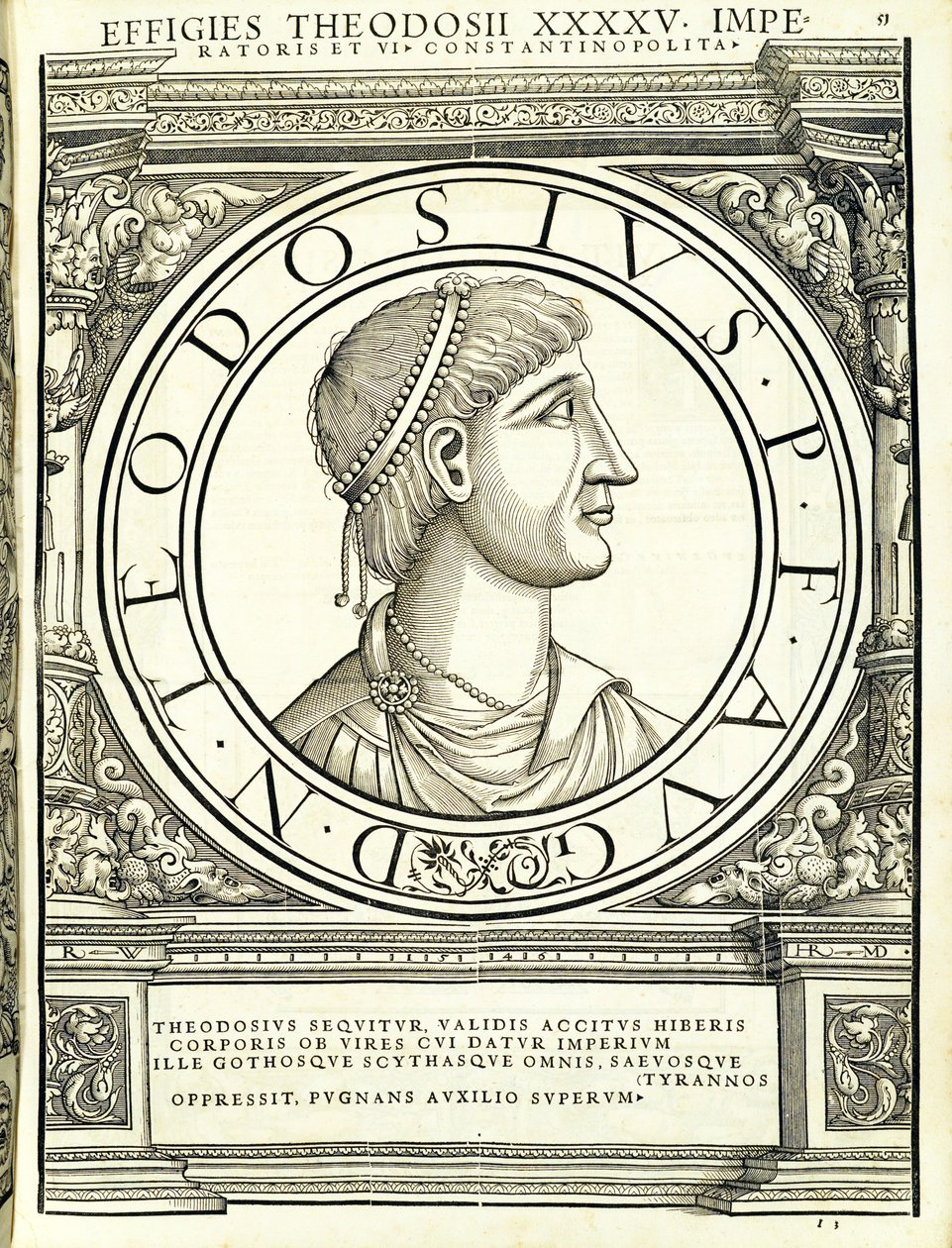 Theodosius I, ilustrace z „Římští císaři celého Východu a Západu“ od Hans Rudolf Manuel Deutsch