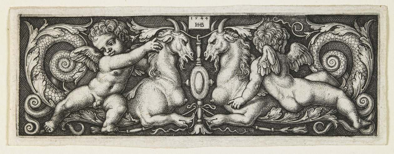 Ornament se dvěma génii na dvou chimérách, 1544 od Hans Sebald Beham