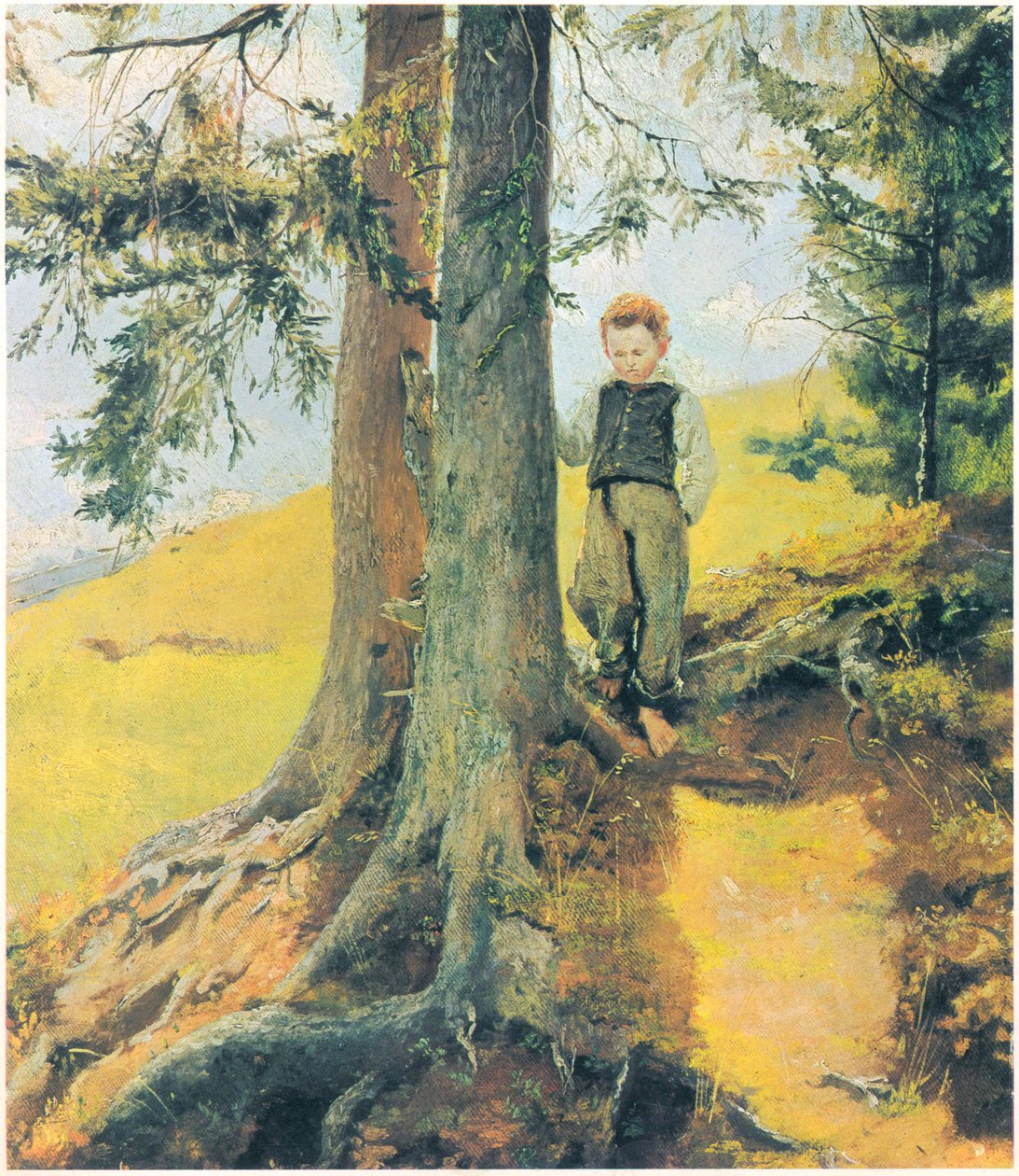 Farmářský chlapec na okraji lesa od Hans Thoma